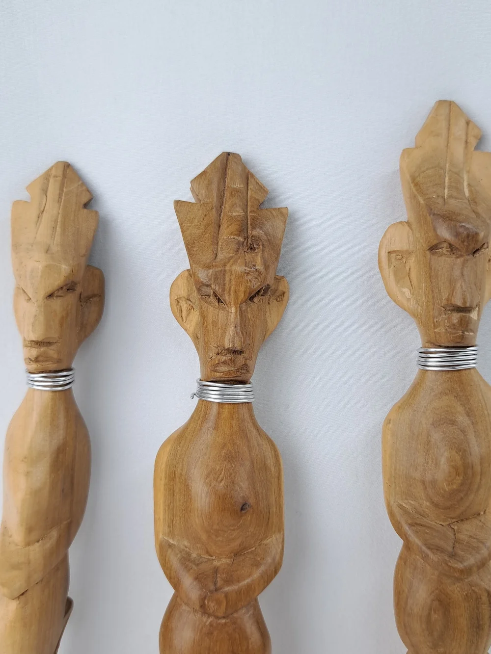 Hand-Carved Wooden Salad Servers Set - Natural Brown